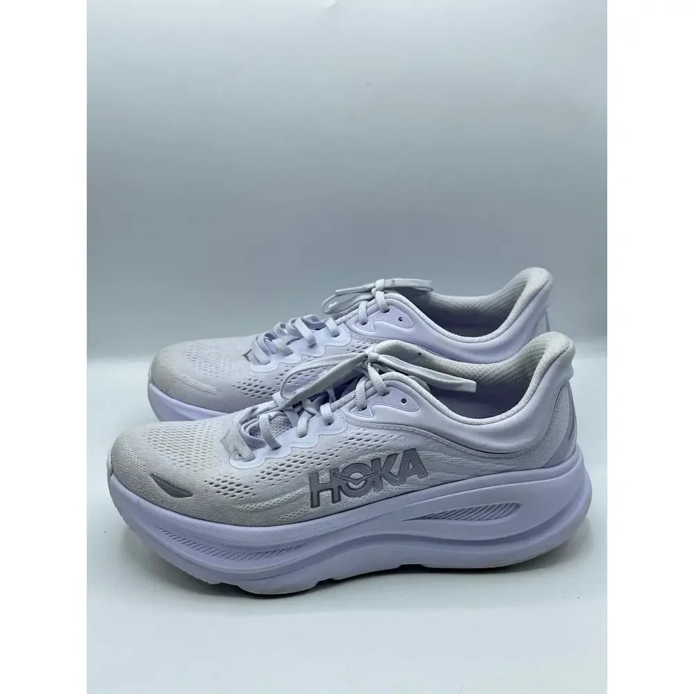 HOKA Bondi 9 Running Sneakers White Silver Stardust Sz 10 $175